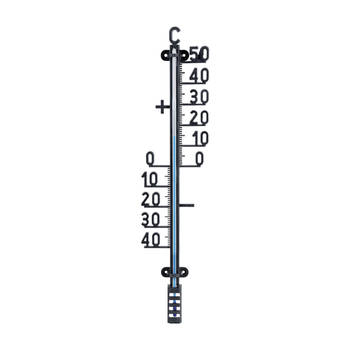 Buiten profiel thermometer zwart van kunststof 10 x 41 cm - Buitenthermometers