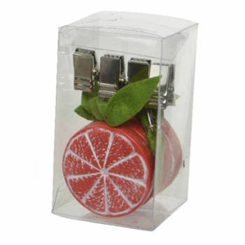 4x Grapefruit tafelkleedgewichtjes fruit thema - Tafelkleedgewichten
