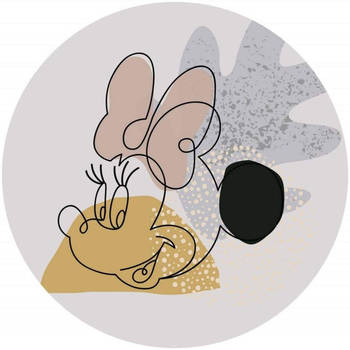 Fotobehang - Minnie Line Art 125x125cm - Rond - Vliesbehang - Zelfklevend