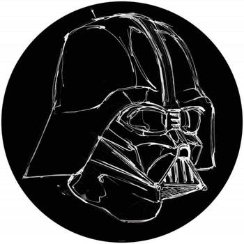Fotobehang - Star Wars Ink Vader 125x125cm - Rond - Vliesbehang - Zelfklevend