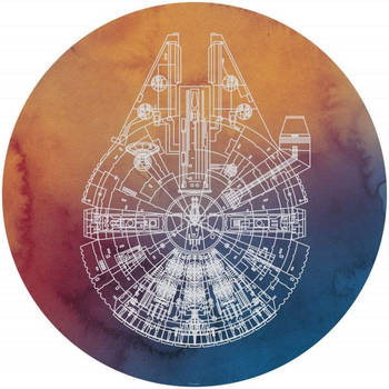 Fotobehang - Star Wars Millennium Falcon 125x125cm - Rond - Vliesbehang - Zelfklevend