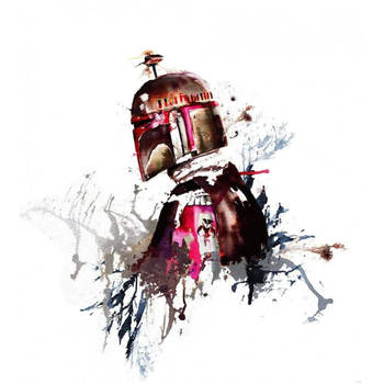 Fotobehang - Star Wars Watercolor Boba Fett 250x280cm - Vliesbehang