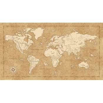 Fotobehang - Vintage World Map 500x280cm - Vliesbehang