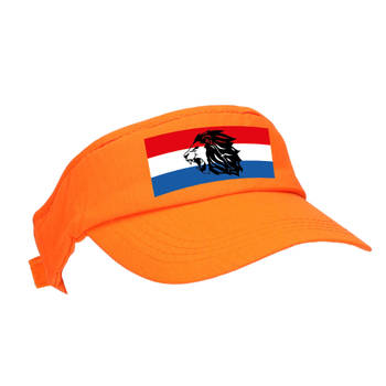 Oranje supporter / Koningsdag zonneklep / pet met Hollandse vlag en leeuw - Verkleedhoofddeksels