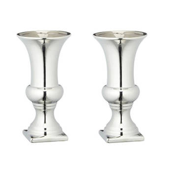 Set van 2x stuks zilveren vaas/vazen kelkvormig 25 x 13 cm - Vazen
