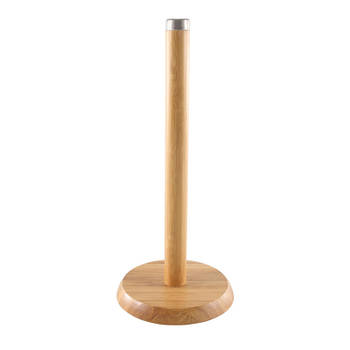 Bamboe houten keukenrolhouder rond 14 x 32 cm - Keukenrolhouders