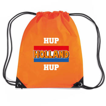 Hup Holland hup nylon supporter rugzakje/sporttas oranje - EK/ WK voetbal / Koningsdag - Gymtasje - zwemtasje