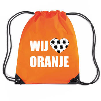 Wij houden van oranje nylon supporter rugzakje/sporttas oranje - EK/ WK voetbal / Koningsdag - Gymtasje - zwemtasje