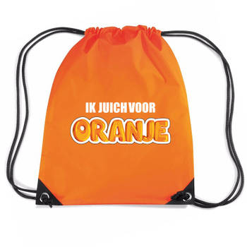 Ik juich voor oranje nylon supporter rugzakje/sporttas oranje - EK/ WK voetbal / Koningsdag - Gymtasje - zwemtasje