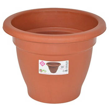 Terra cotta kleur ronde plantenpot/bloempot kunststof diameter 25 cm - Plantenpotten