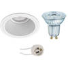 LED Spot Set - LEDVANCE Parathom PAR16 930 36D - Pragmi Minko Pro - GU10 Fitting - Dimbaar - Inbouw Rond - Mat Wit -