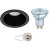 LED Spot Set - LEDVANCE Parathom PAR16 930 36D - Pragmi Minko Pro - GU10 Fitting - Dimbaar - Inbouw Rond - Mat Zwart -