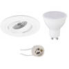 LED Spot Set - Aigi - Pragmi Alpin Pro - GU10 Fitting - Inbouw Rond - Mat Wit - 6W - Helder/Koud Wit 6400K - Kantelbaar