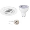 LED Spot Set - Pragmi Aerony Pro - GU10 Fitting - Dimbaar - Inbouw Rond - Mat Wit - 6W - Helder/Koud Wit 6400K -