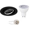 LED Spot Set - Pragmi Aerony Pro - GU10 Fitting - Dimbaar - Inbouw Rond - Mat Zwart - 6W - Helder/Koud Wit 6400K -