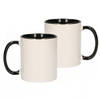 6x stuks wit met zwarte koffie drink mokken 300 ml - Bekers