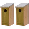 2x Lichtgroene vogelhuisjes voor kleine vogels 26 cm - Vogelhuisjes