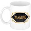 Yasmine naam / voornaam kado beker / mok met goudkleurig embleem - Naam mokken
