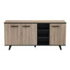 WAYNE Modern laag dressoir geborsteld eiken decor en mat zwart - L 160,7 cm