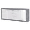 STONE Buffet 4 deuren 3 laden - Beton en wit decor - L 206 x D 45 x H 83,4 cm