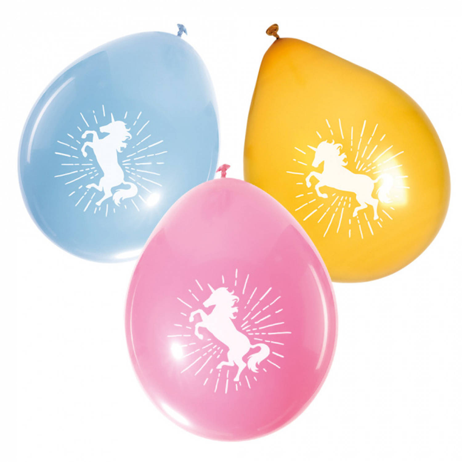 Boland - Set 6 Latex ballonnen Eenhoorn - Multi - Knoopballon
