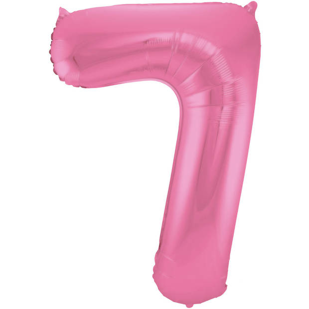 Folie ballon van cijfer 7 in het roze 86 cm - Ballonnen