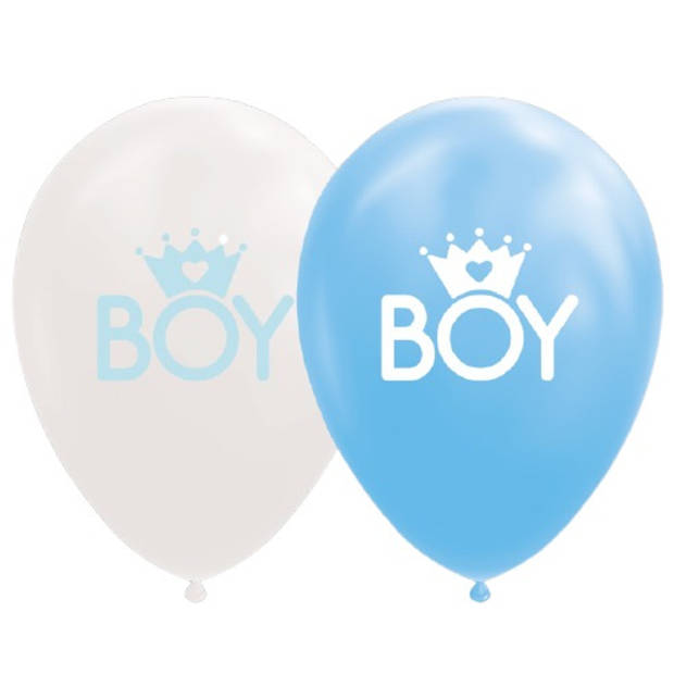 Wefiesta ballonnen baby boy 12 cm latex blauw/wit 8 stuks