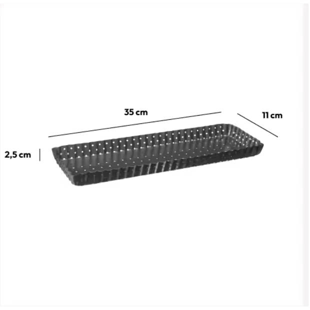 4goodz Geperforeerde Bakvorm rechthoek Uitneembare bodem 35x11x2,5 cm