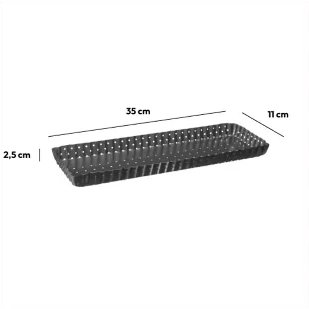 4goodz Geperforeerde Bakvorm rechthoek Uitneembare bodem 35x11x2,5 cm