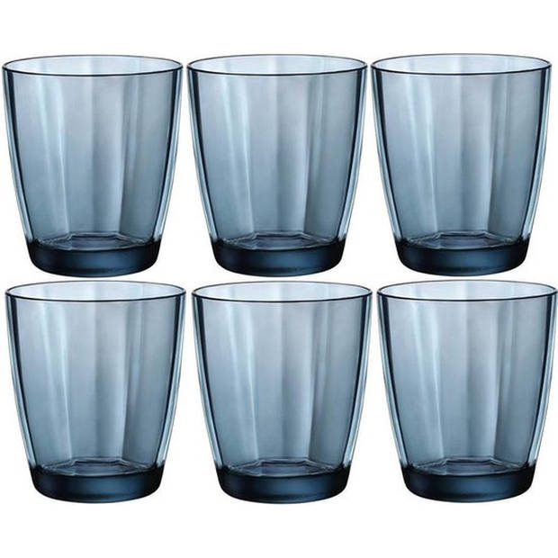 Set van 6x stuks tumbler waterglazen/drinkglazen blauw 300 ml - Drinkglazen