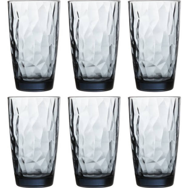 Set van 6x stuks waterglazen/longdrinkglazen blauw 470 ml - Longdrinkglazen