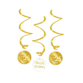 Paper Dreams swirlslingers 25 jaar 70 cm goud/wit 3 stuks