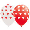 Wefiesta ballonnen hartjes 12 cm latex rood/wit 8 stuks
