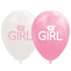Globos ballonnen baby girl 12 cm latex roze/wit 8 stuks