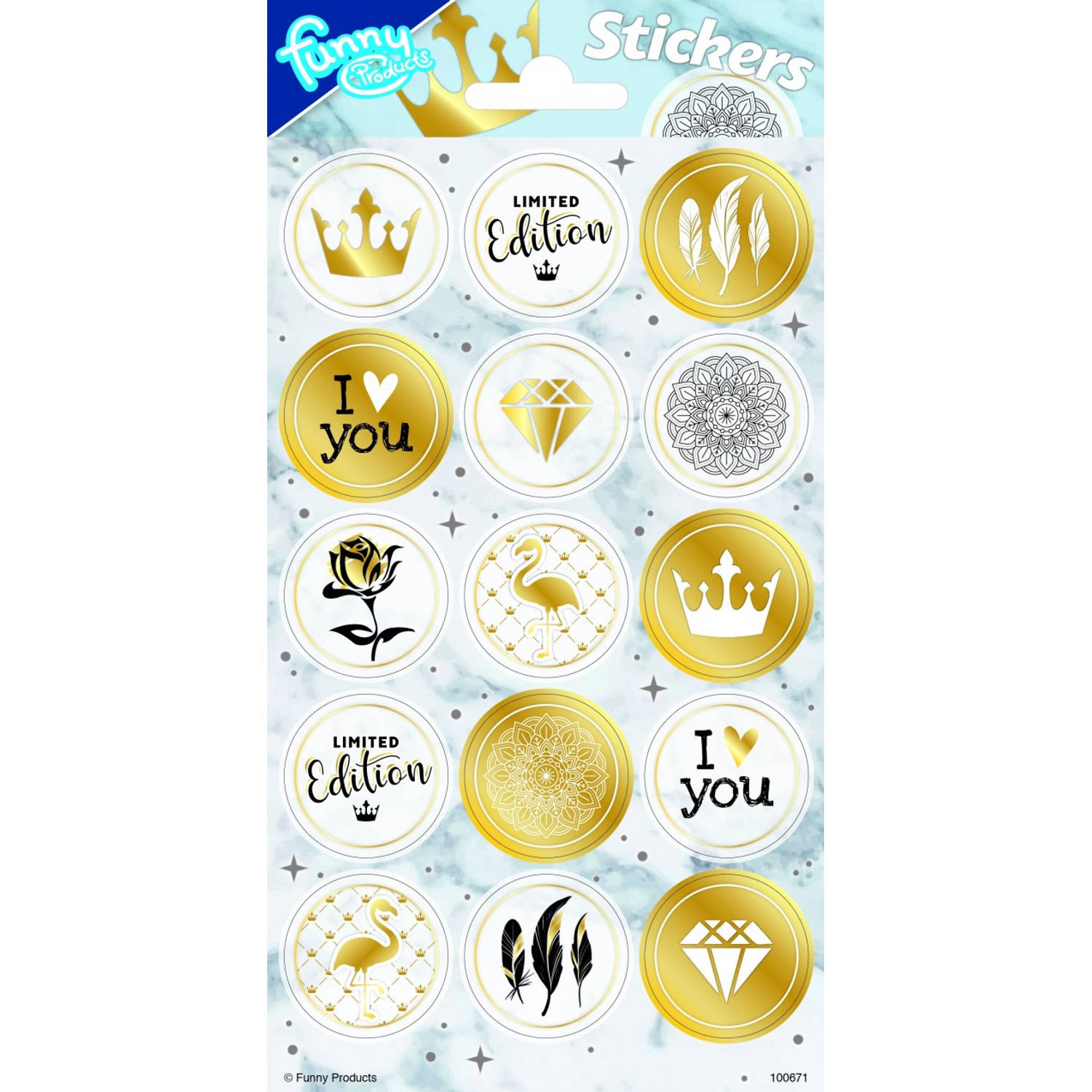 Funny Products Stickers Gold 20 X 10 Cm Goud 15 Stuks
