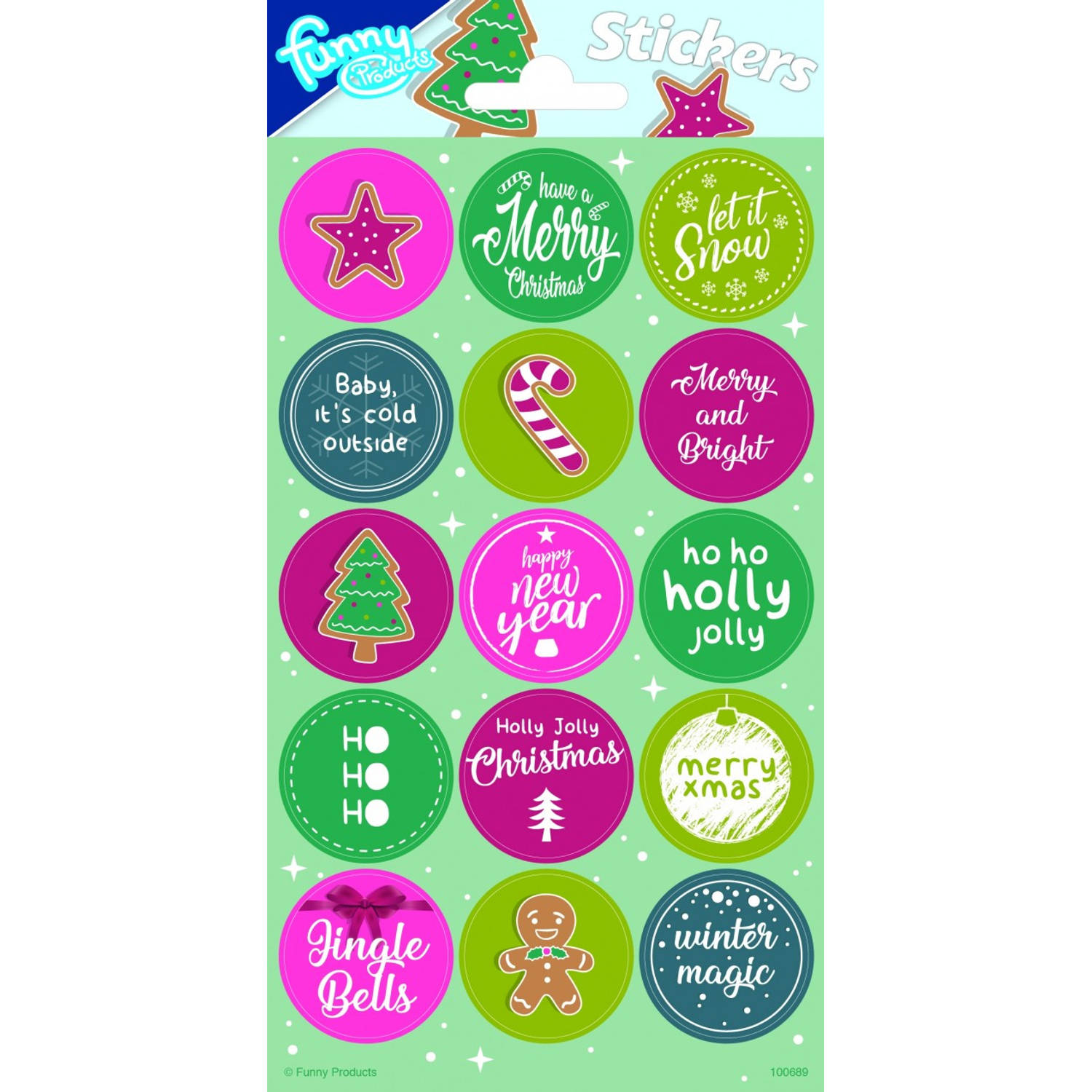 Funny Products Stickers Christmas 20 X 10 Cm Groen 15 Stuks