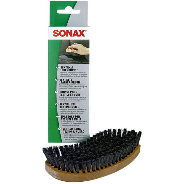 Sonax reinigingsborstel textiel en leder 19,5 x 6 cm bruin/zwart