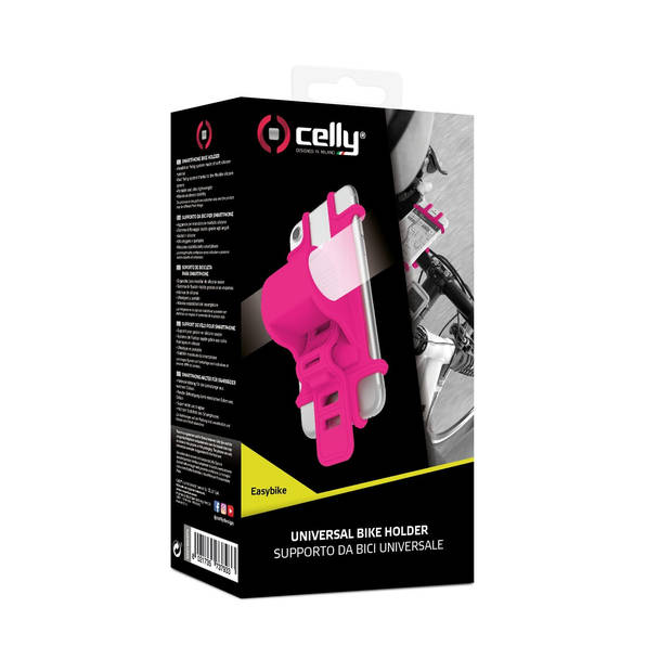 Celly - Easy Bike Telefoonhouder, Roze - Siliconen - Celly