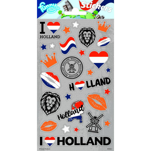 Funny Products stickers Holland 20 x 10 cm grijs 28 stuks