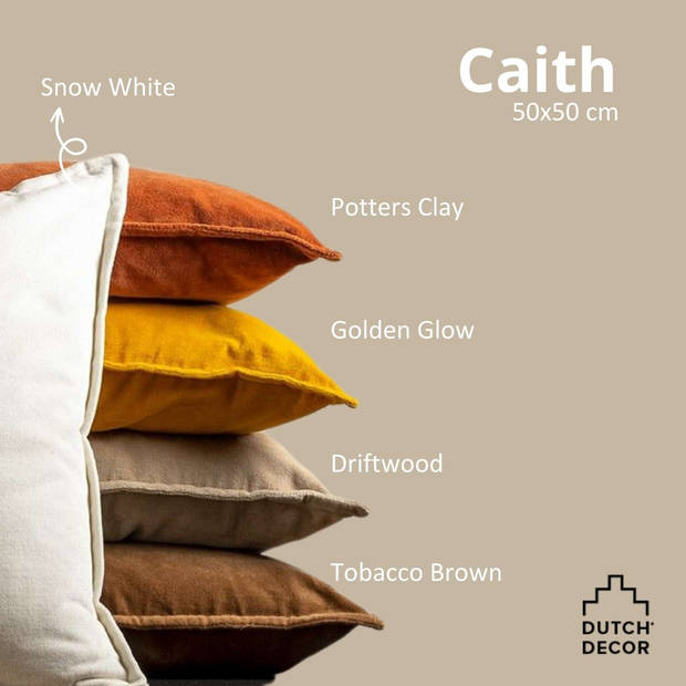 Dutch Decor - CAITH - Sierkussen 50x50 cm - 100% katoen - velvet - lekker zacht - Tobacco Brown - bruin