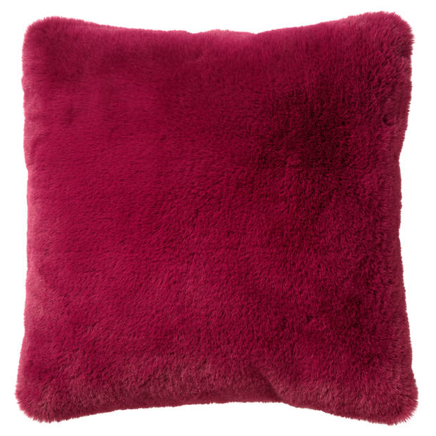 Dutch Decor - ZAYA - Kussenhoes 45x45 cm - bontlook - effen kleur - Red Plum - roze