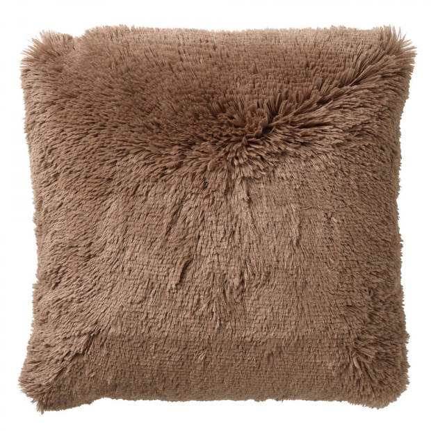 Dutch Decor - FLUFFY - Sierkussen 45x45 cm - superzacht - effen kleur - Tobacco Brown - bruin