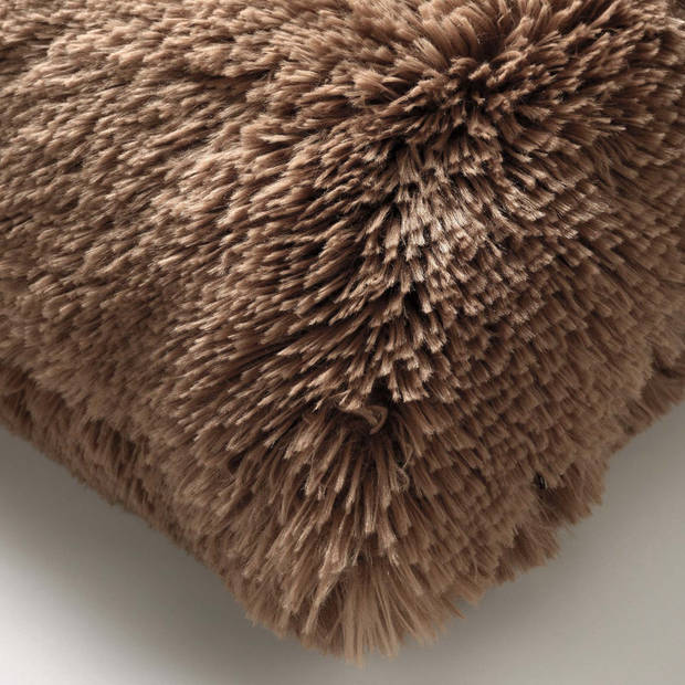 Dutch Decor - FLUFFY - Kussenhoes 45x45 cm - superzacht - effen kleur - Tobacco Brown - bruin