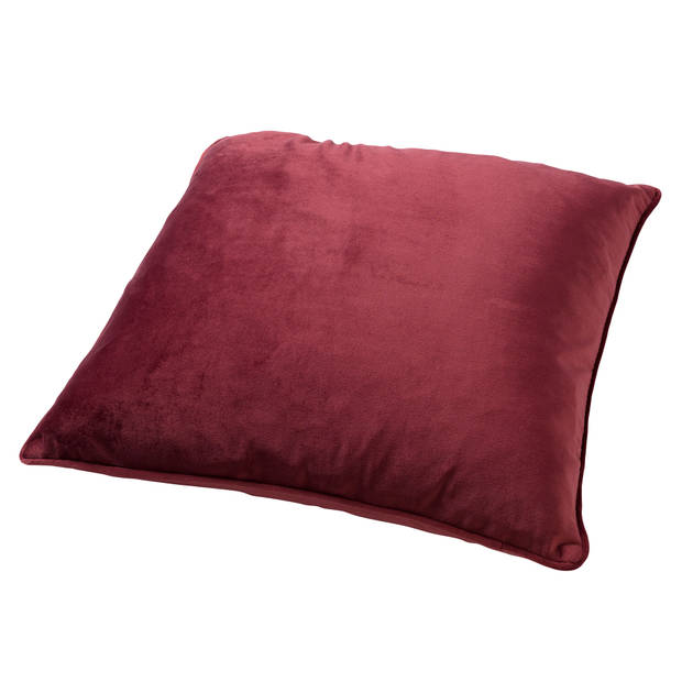 Dutch Decor - FINN - Kussenhoes 45x45 cm - velvet - effen kleur - Red Plum - donkerroze