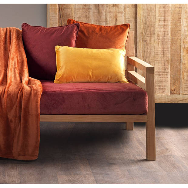 Dutch Decor - FINN - Kussenhoes 45x45 cm - velvet - effen kleur - Potters Clay - oranje
