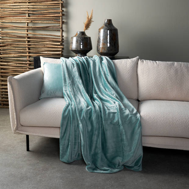 Dutch Decor - CHARLIE - Plaid 200x220 cm - extra grote fleece deken - effen kleur - Jadeite - groen