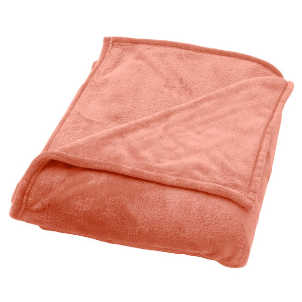 Dutch Decor - CHARLIE - Plaid 200x220 cm - extra grote fleece deken - effen kleur - Muted Clay - roze