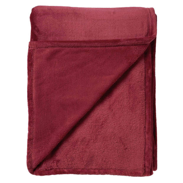 Dutch Decor - CHARLIE - Plaid 200x220 cm - extra grote fleece deken - effen kleur - Merlot - rood bordeaux