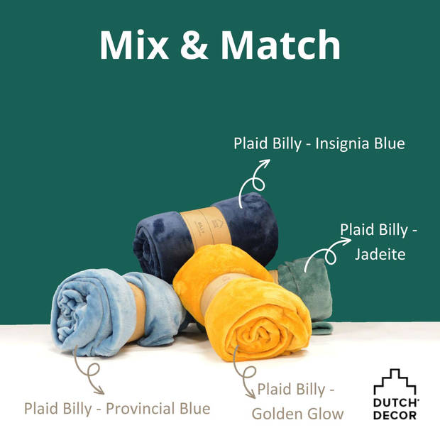 Dutch Decor - BILLY - Plaid 150x200 cm - flannel fleece - superzacht - Provincial Blue - blauw