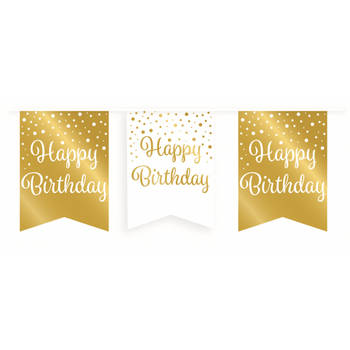 Paper Dreams vlaggenlijn Happy Birthday 600 cm karton goud/wit